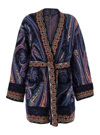 Etro Women Multicolor Cardigan With V-Neck And All-Over Print In Blend Wool For Women
