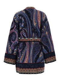 Etro Women Multicolor Cardigan With V-Neck And All-Over Print In Blend Wool For Women