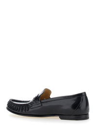 FENDI Fendi Men Black Loafers With Rounded Toe In Leather For Men