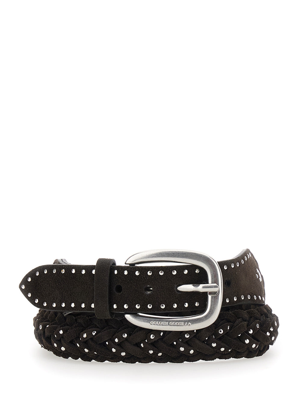 GOLDEN GOOSE Golden Goose Women Brown Belt With All-Over Braided Design And Applied Beads In Suede For Women