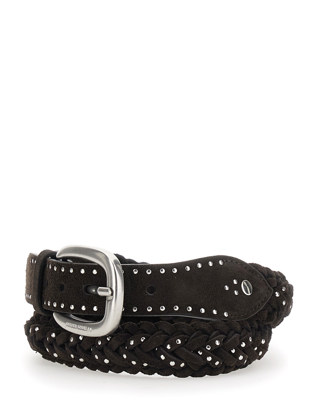 GOLDEN GOOSE Golden Goose Women Brown Belt With All-Over Braided Design And Applied Beads In Suede For Women
