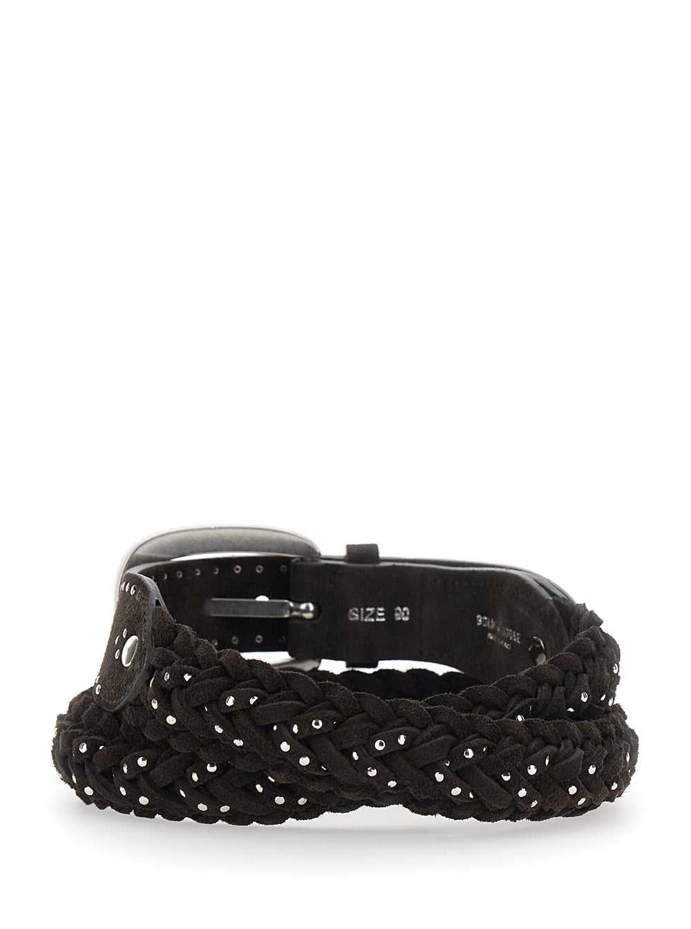 GOLDEN GOOSE Golden Goose Women Brown Belt With All-Over Braided Design And Applied Beads In Suede For Women