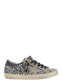 Golden Goose Women 'Superstar' Grey Low Top Sneakers With Side Star Patch And All-Over Glitter In Suede For Women