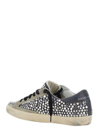 Golden Goose Women 'Superstar' Grey Low Top Sneakers With Side Star Patch And All-Over Glitter In Suede For Women