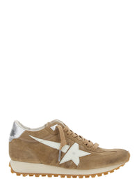 Golden Goose Women ' Running Marathon' Beige Sneakers With Star Patch On The Side In Suede Woman