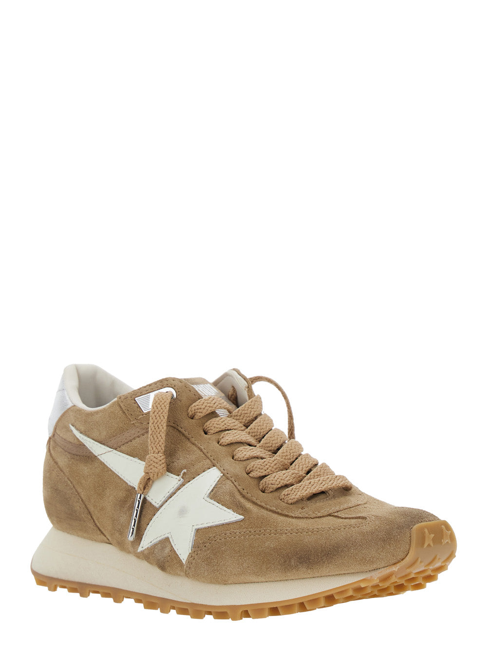 Golden Goose Women ' Running Marathon' Beige Sneakers With Star Patch On The Side In Suede Woman