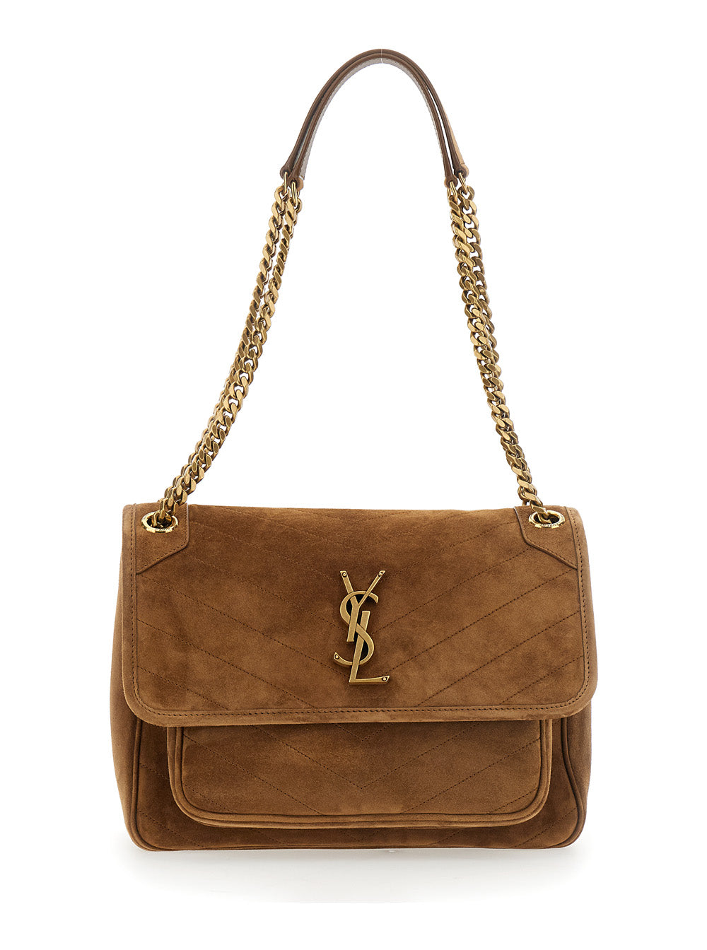 SAINT LAURENT Saint Laurent Women Ysl Bo Mng Niki M Suede Satin Calf Goya