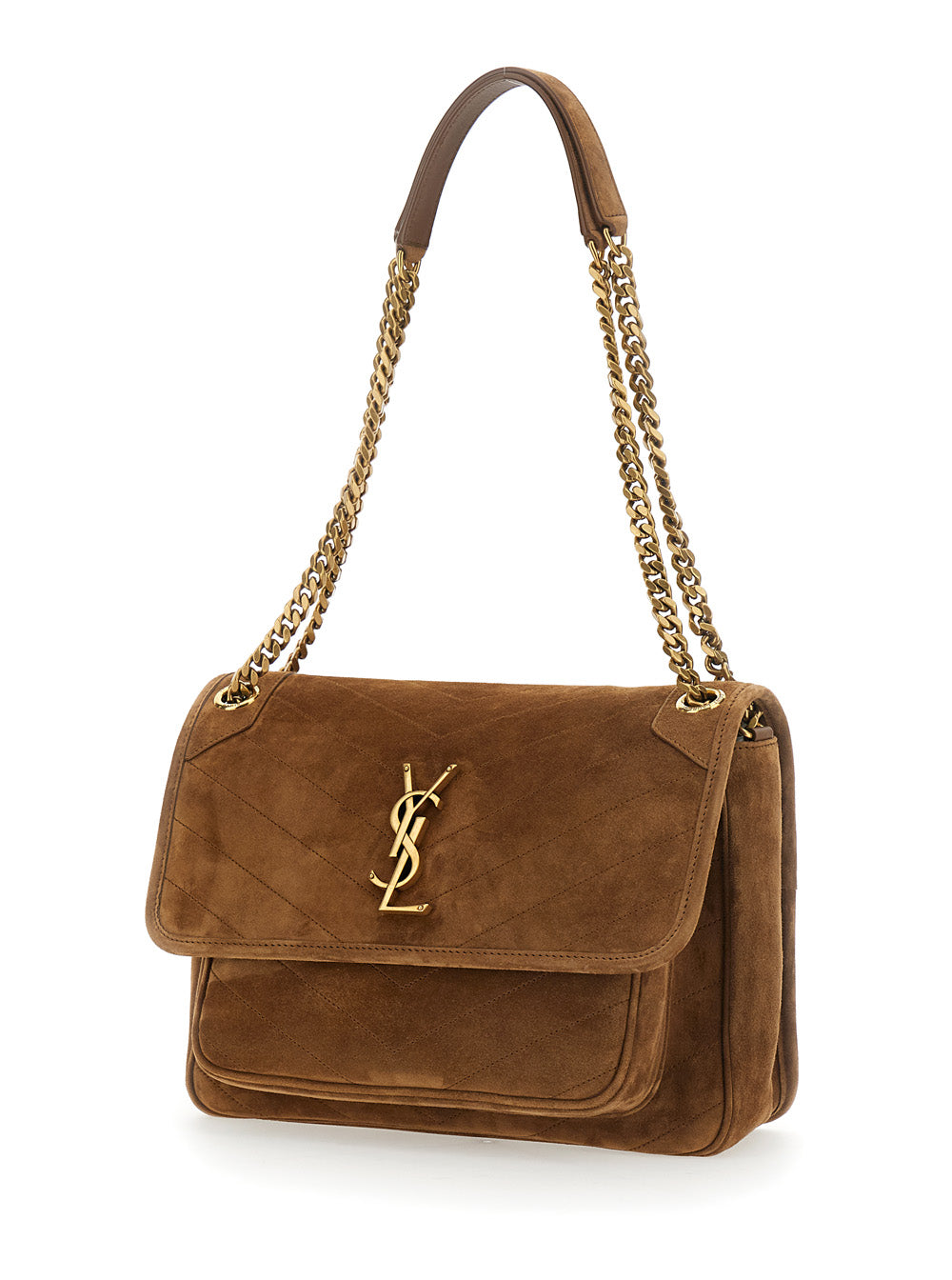 SAINT LAURENT Saint Laurent Women Ysl Bo Mng Niki M Suede Satin Calf Goya