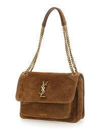 SAINT LAURENT Saint Laurent Women Ysl Bo Mng Niki M Suede Satin Calf Goya