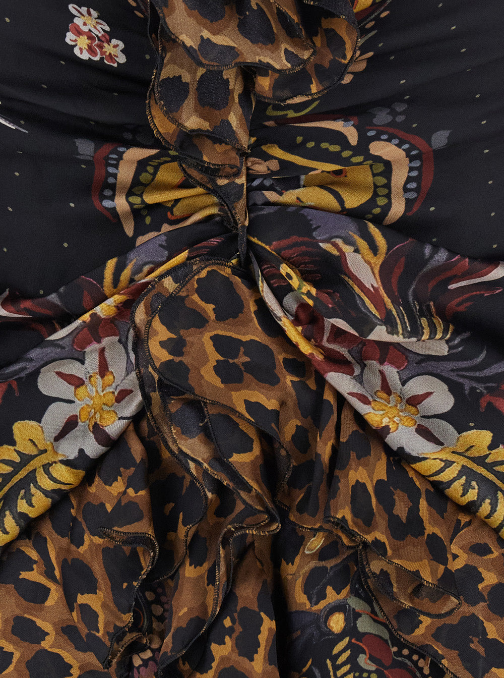 Etro Women Brown Long Dress With V-Neck And Ruffled Sleeves In Tech Fabric Women