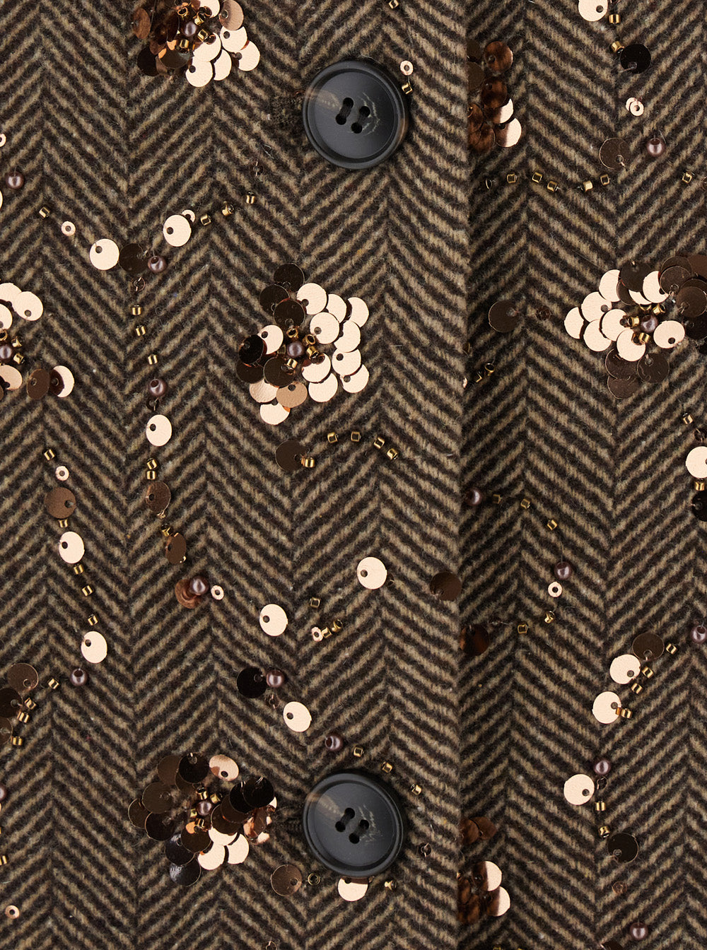 Leplain Women Brown Coat With Notched Revers And All-Over Sequins In Fabric And Wool For Women