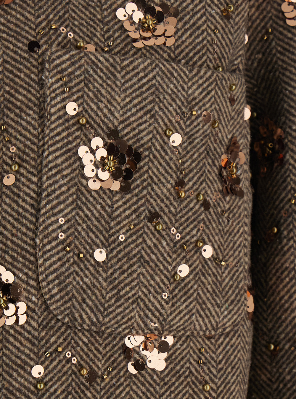 Leplain Women Brown Short Coat With Notched Revers And All-Over Sequins In Fabric And Wool For Women