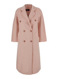 Leplain Women Pink Double-Breasted Coat With Classic Lapels In Wool Women