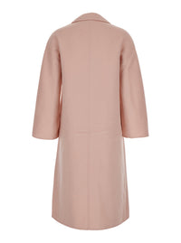 Leplain Women Pink Double-Breasted Coat With Classic Lapels In Wool Women