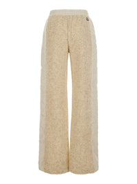 Moncler Women Beige Pants With Elastic Waistband And Drawstring And Logo Patch On The Back In Tech Fabric Women
