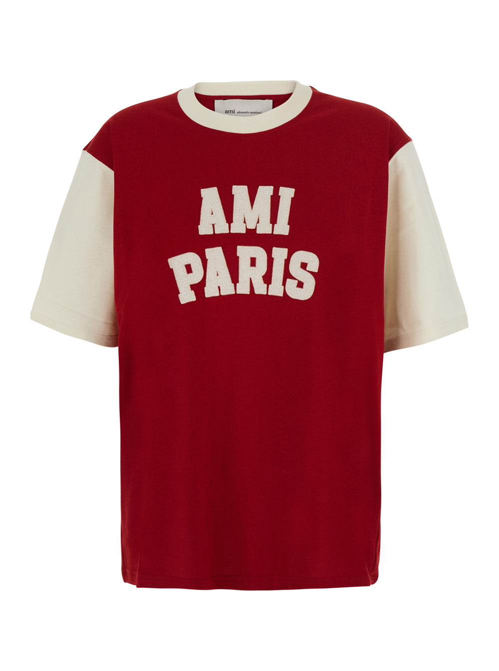 Ami Paris Women Red T-Shirt With Embroidered Logo On The Front In Cotton For Women