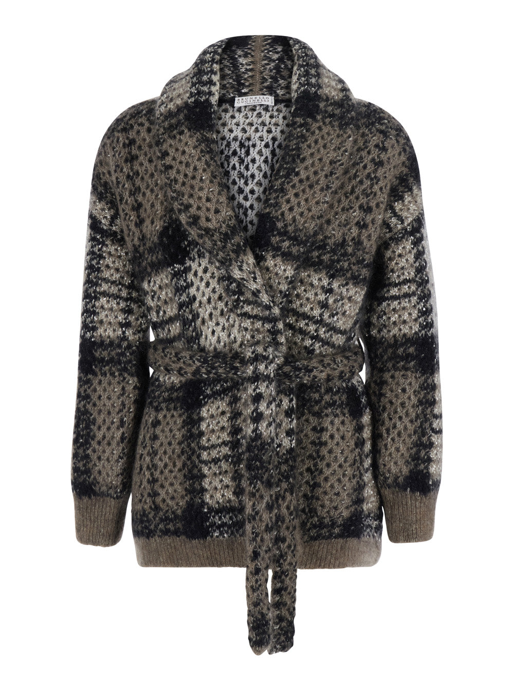 BRUNELLO CUCINELLI Brunello Cucinelli Women Multicolor Cardigan With Belt And All-Over Applied Sequins In Mohair And Wool Blend Women