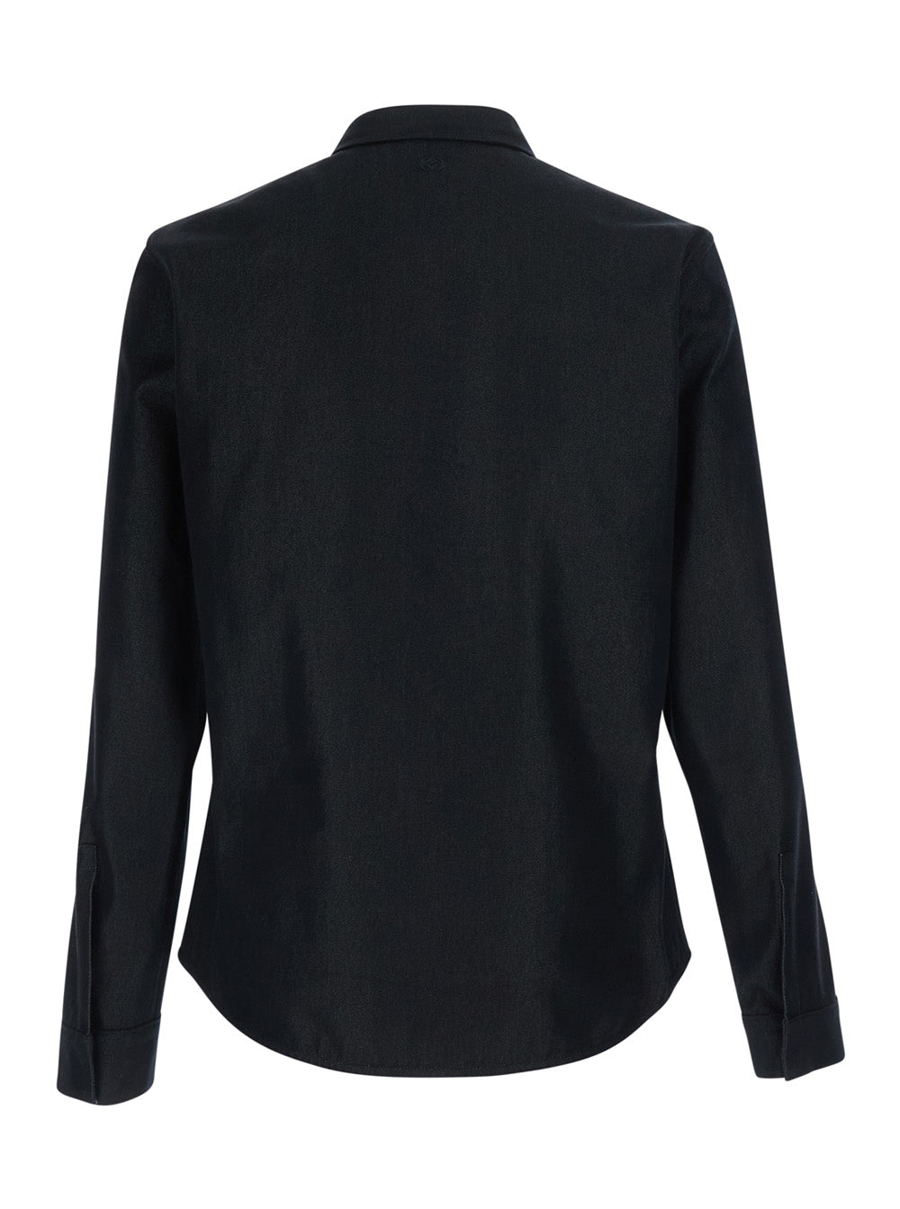 Gucci Men Black Shirt With Pointed Collar And Tone-On-Tone Gg Logo On The Back In Denim For Men