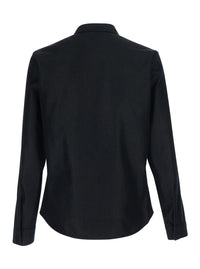 Gucci Men Black Shirt With Pointed Collar And Tone-On-Tone Gg Logo On The Back In Denim For Men