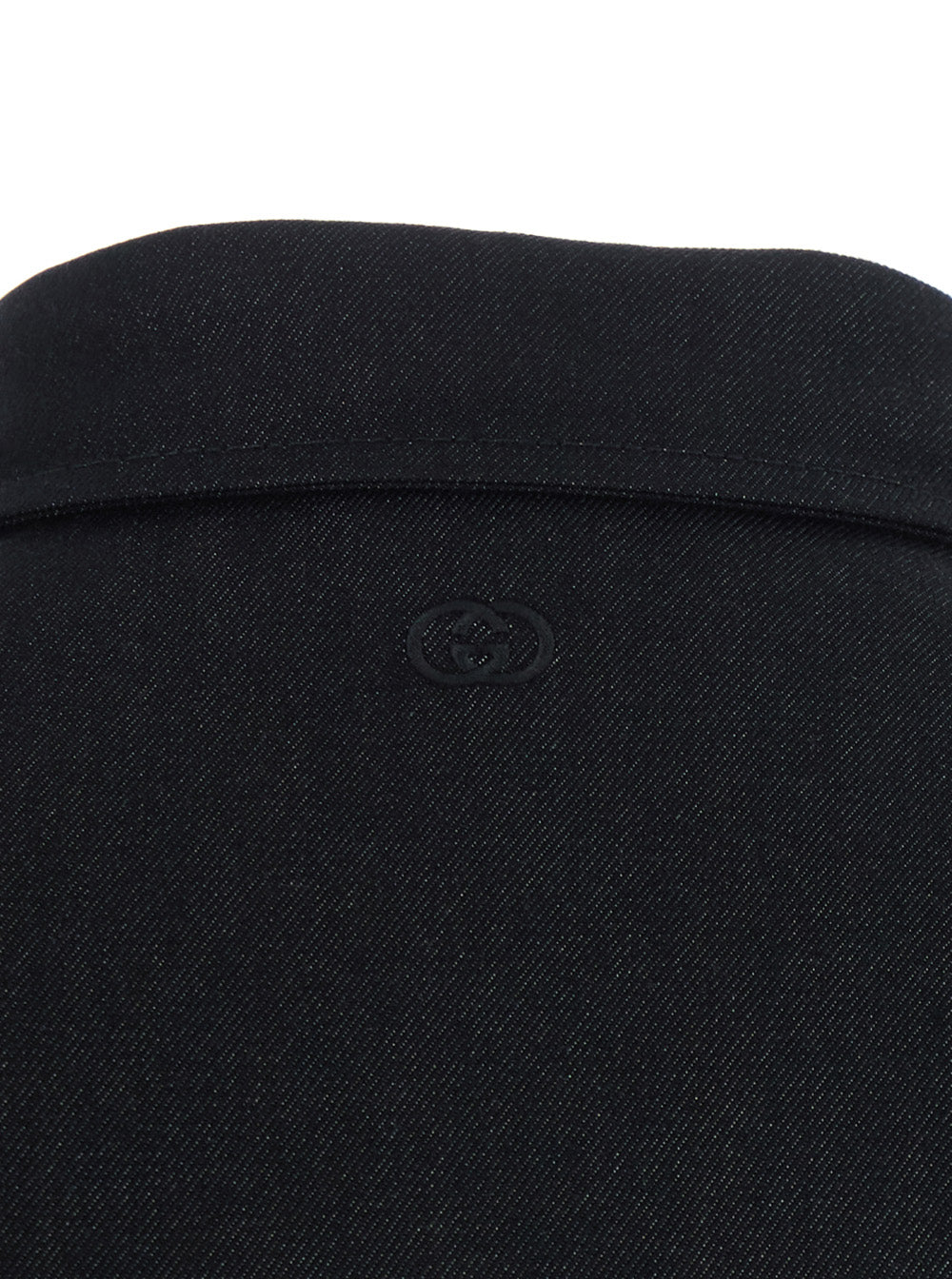 Gucci Men Black Shirt With Pointed Collar And Tone-On-Tone Gg Logo On The Back In Denim For Men