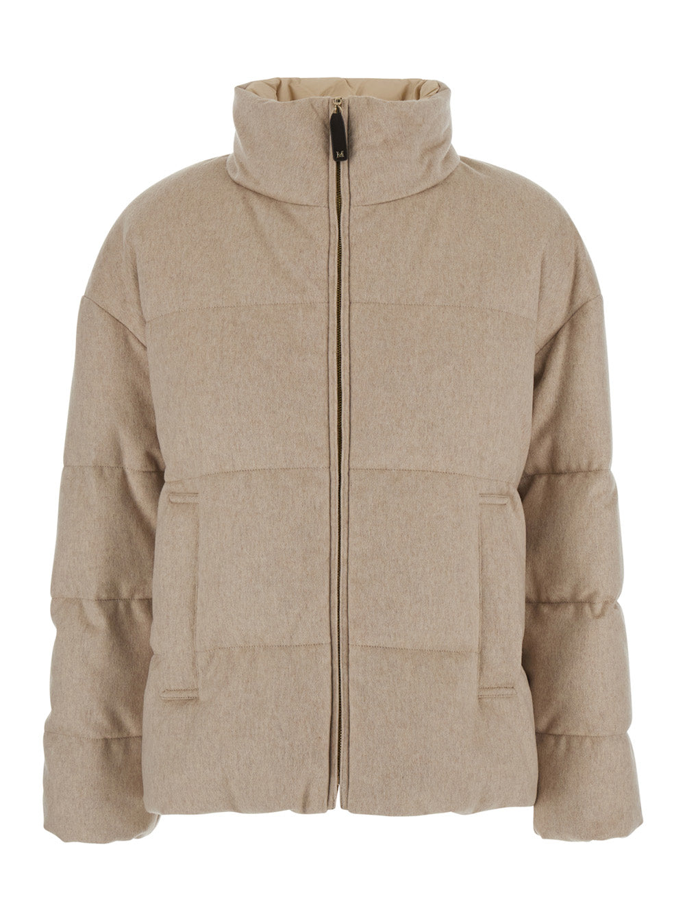 Max Mara Women 'Divina' Beige Down Jacket With High Collar And Reversible Design In Cashmere And Tech Fabric For Women