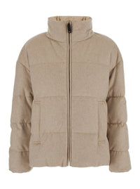 Max Mara Women 'Divina' Beige Down Jacket With High Collar And Reversible Design In Cashmere And Tech Fabric For Women