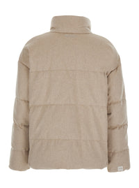 Max Mara Women 'Divina' Beige Down Jacket With High Collar And Reversible Design In Cashmere And Tech Fabric For Women