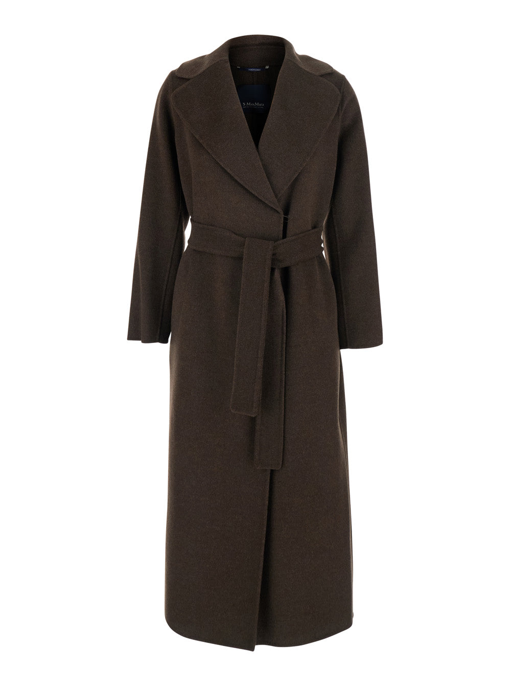 'S Maxmara Women 'Pace' Brown Coat With Notched Revers And Front Belt Closure In Wool For Women