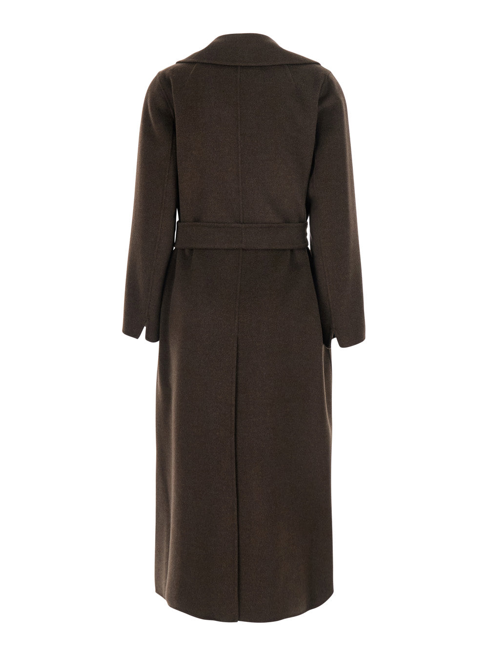 'S Maxmara Women 'Pace' Brown Coat With Notched Revers And Front Belt Closure In Wool For Women