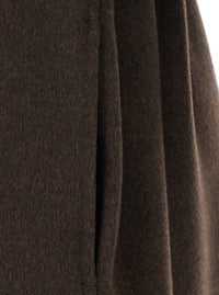 'S Maxmara Women 'Pace' Brown Coat With Notched Revers And Front Belt Closure In Wool For Women