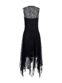 Fendi Women Black Sleeveless Dress With Lace Embroidery In Silk For Women