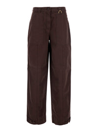 Golden Goose Women Brown Pants With Patch Pockets In Cotton For Women