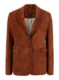 Golden Goose Women Brown Single-Breasted Jacket With Notched Revers In Suede For Women