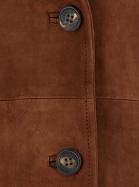 Golden Goose Women Brown Single-Breasted Jacket With Notched Revers In Suede For Women