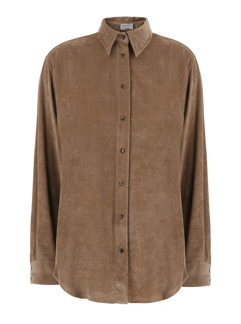 Brunello Cucinelli Women Beige Shirt With Classic Collar In Corduroy For Women