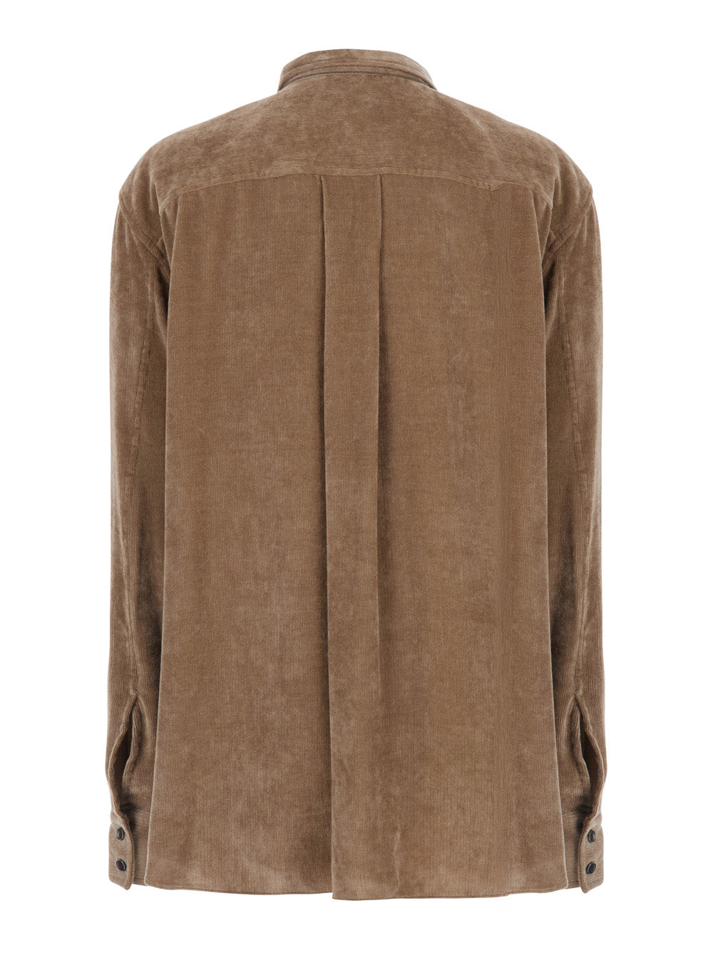 Brunello Cucinelli Women Beige Shirt With Classic Collar In Corduroy For Women