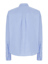 Brunello Cucinelli Women Light Blue Shirt With Monili Decoration On The Collar In Cotton Women