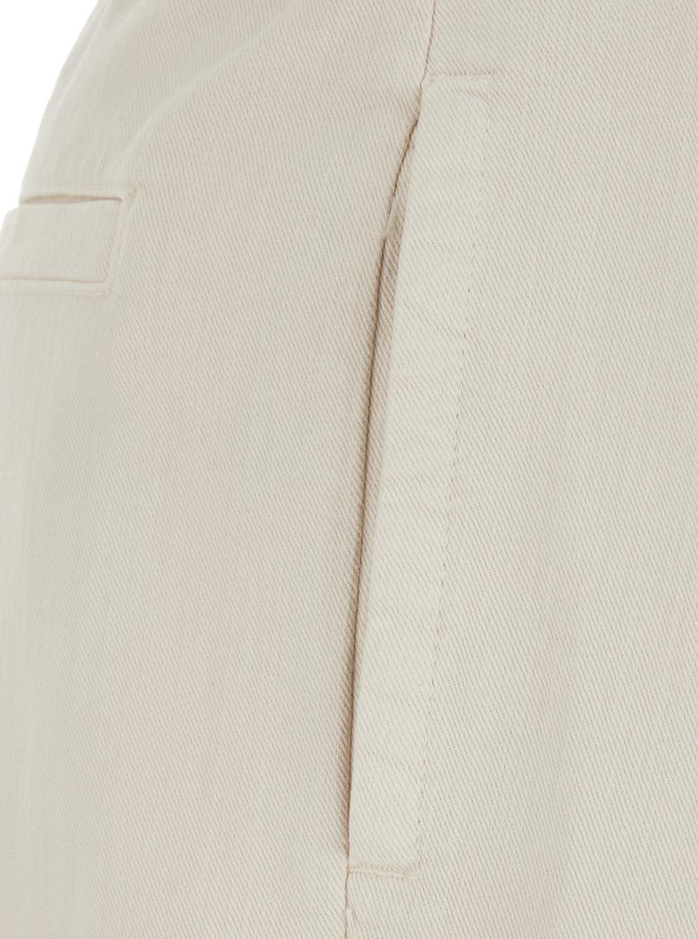 Brunello Cucinelli Women Beige Pants With Front Pleats And Monile At The Back In Cotton Blend For Women
