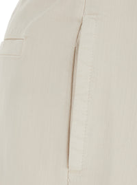 Brunello Cucinelli Women Beige Pants With Front Pleats And Monile At The Back In Cotton Blend For Women