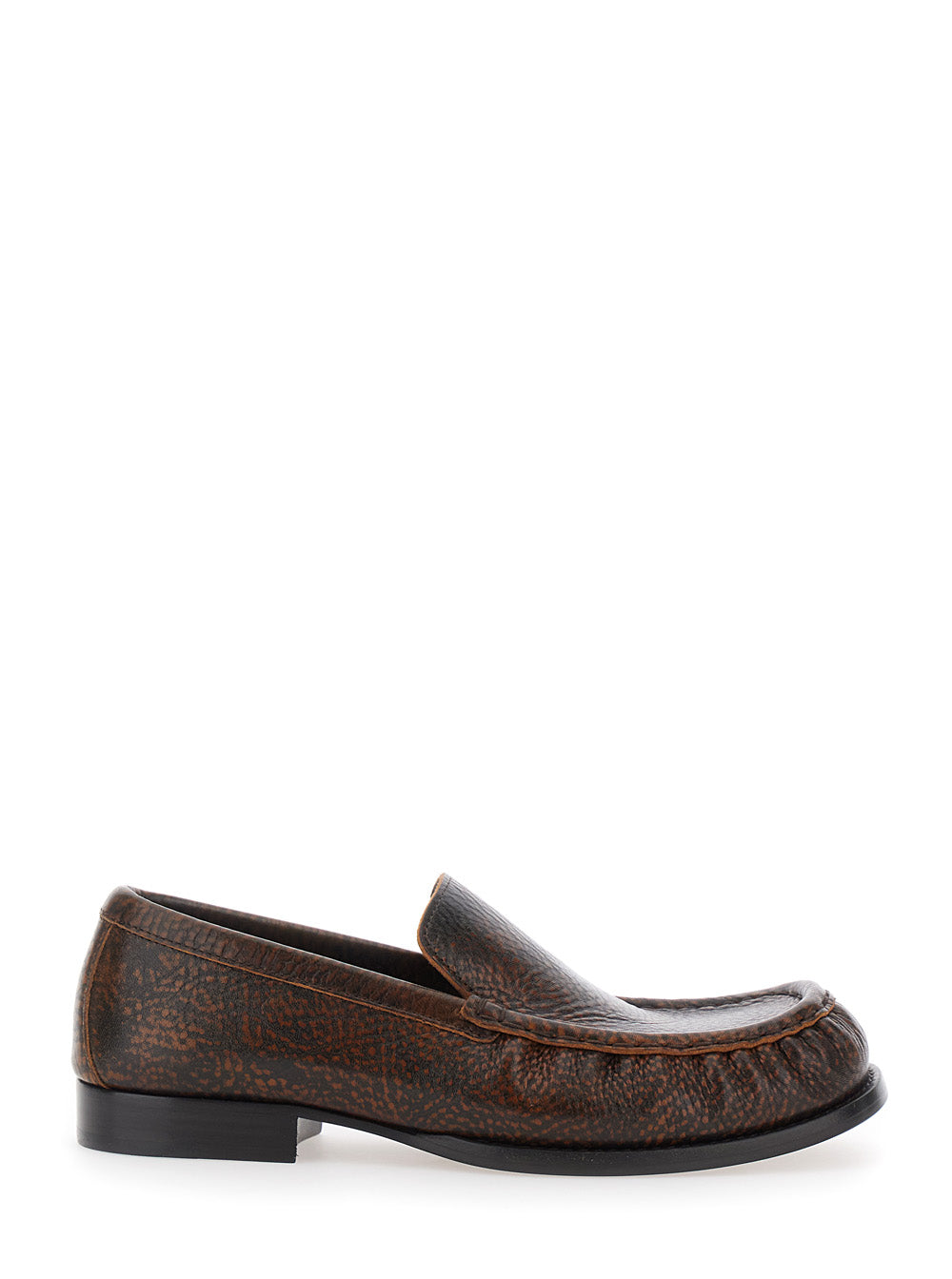 Dries Van Noten Women Brown Loafers With Low Heel And Rounded Toe In Leather For Women