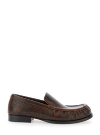 Dries Van Noten Women Brown Loafers With Low Heel And Rounded Toe In Leather For Women