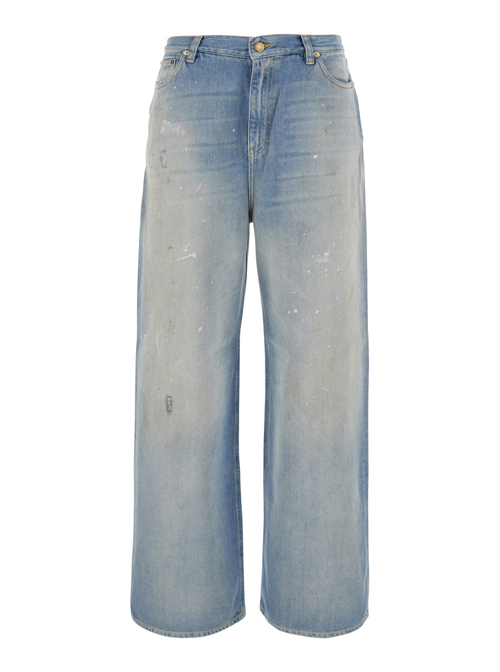 Golden Goose Women 'Melody Boyfriend' Blue Jeans With Faded Design And Logo Embroidery On The Back In Denim For Women