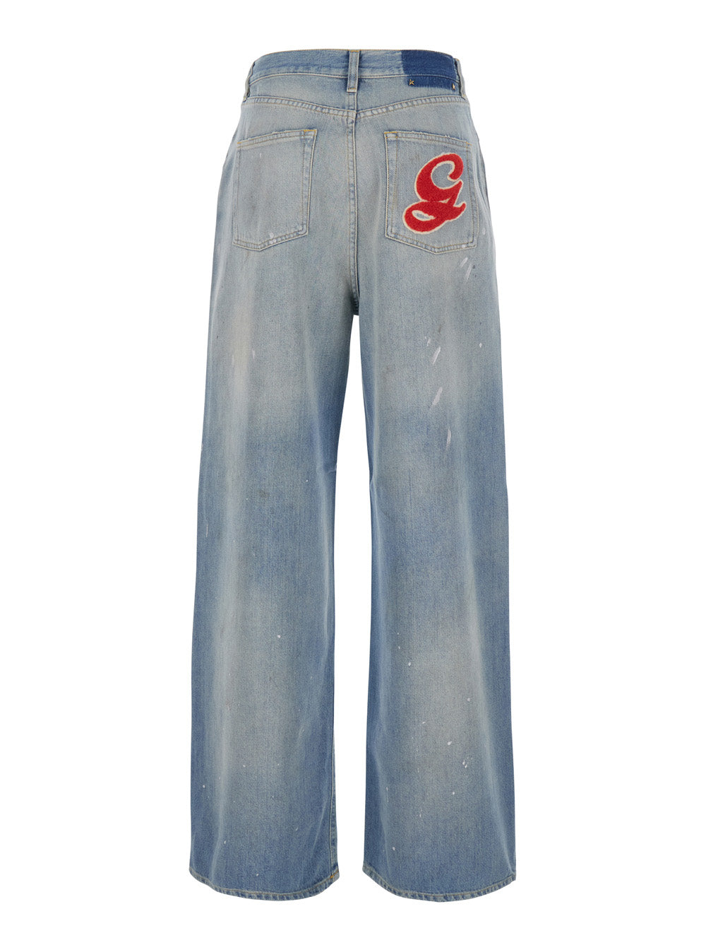 Golden Goose Women 'Melody Boyfriend' Blue Jeans With Faded Design And Logo Embroidery On The Back In Denim For Women