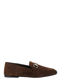 Gucci Women 'Pierre' Brown Loafers With Front Horsebit Plaque In Suede For Women