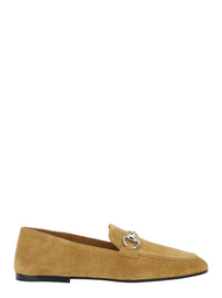Gucci Women 'Pierre' Beige Loafers With Horsebit Plaque On The Front In Suede For Women