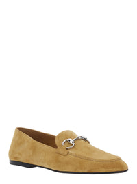 Gucci Women 'Pierre' Beige Loafers With Horsebit Plaque On The Front In Suede For Women