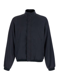 Gucci Men Black Jacket With High Collar And Hidden Web Stripe On The Closure In Tech Fabric Men