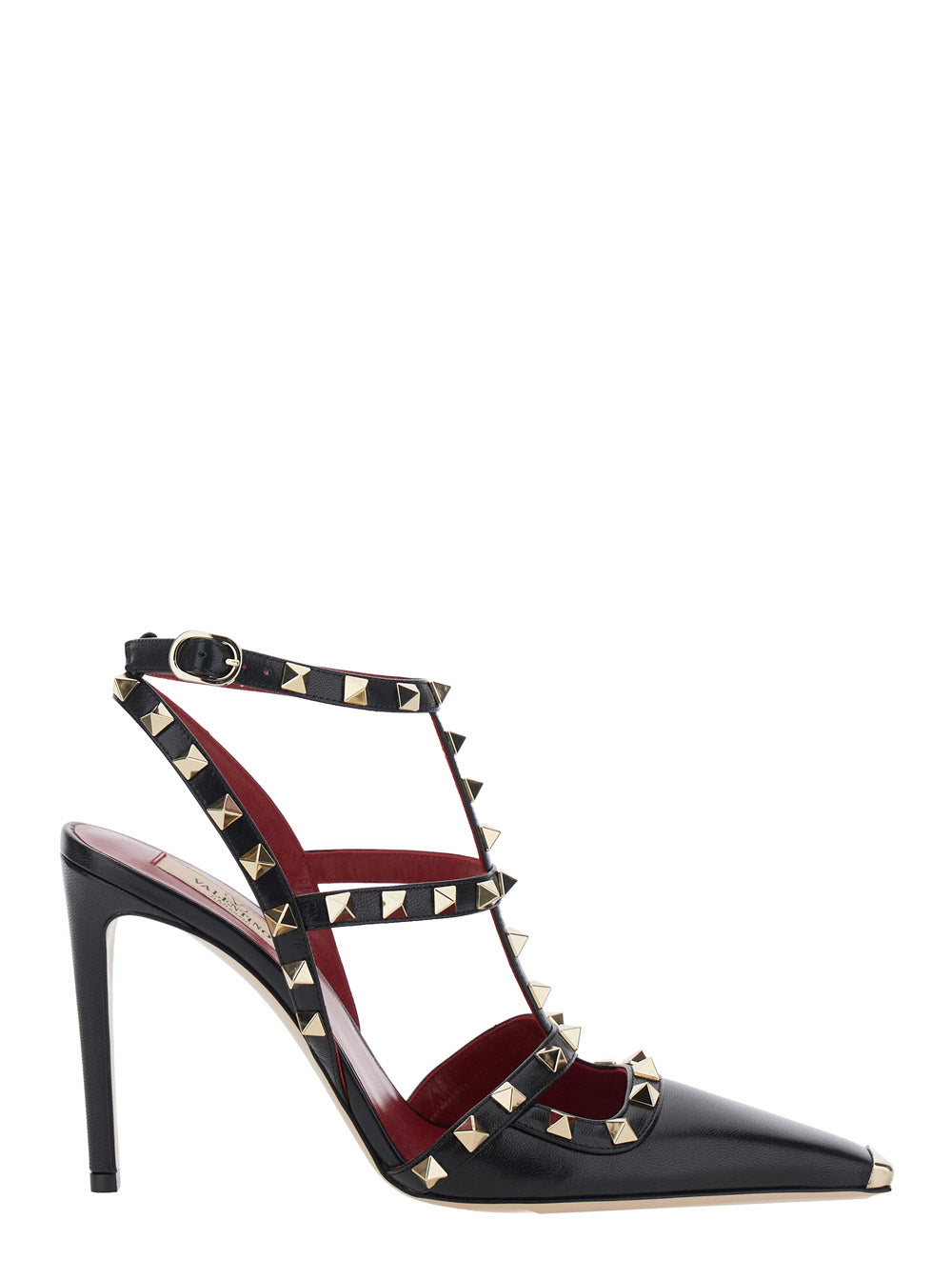 Valentino Garavani Women Black High-Heeled Sandals With Rockstud Decoration And High Heel In Leather For Women