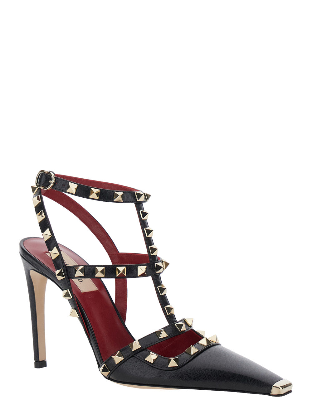 Valentino Garavani Women Black High-Heeled Sandals With Rockstud Decoration And High Heel In Leather For Women