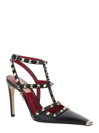 Valentino Garavani Women Black High-Heeled Sandals With Rockstud Decoration And High Heel In Leather For Women